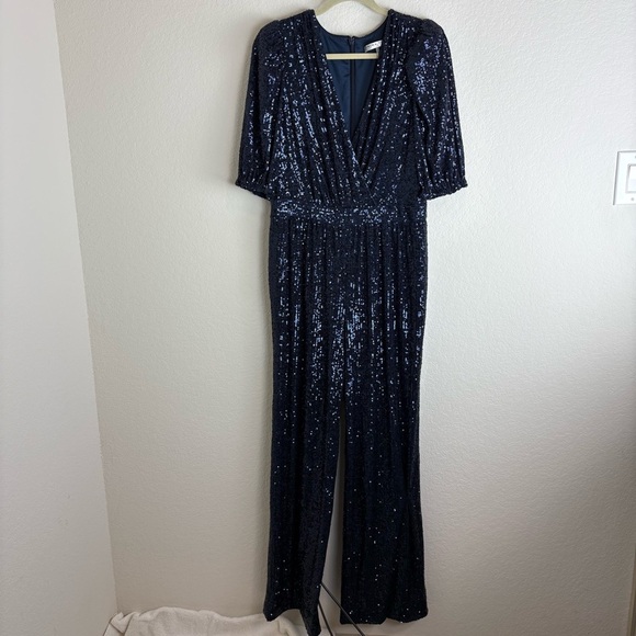 Trina Turk Pants - Trina Turk: Glam Party Sparkle Navy Sequin Jumpsuit